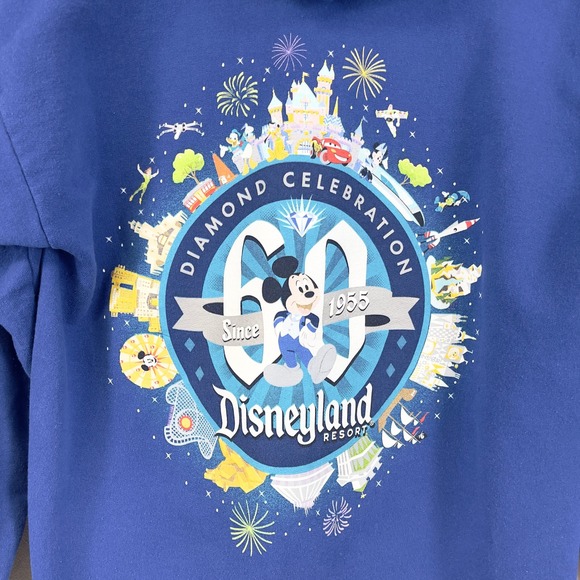 Disneyworld Zip Up Hoodie Sweatshirt Small 60th Anniversary Diamond Mickey Mouse - Picture 6 of 10